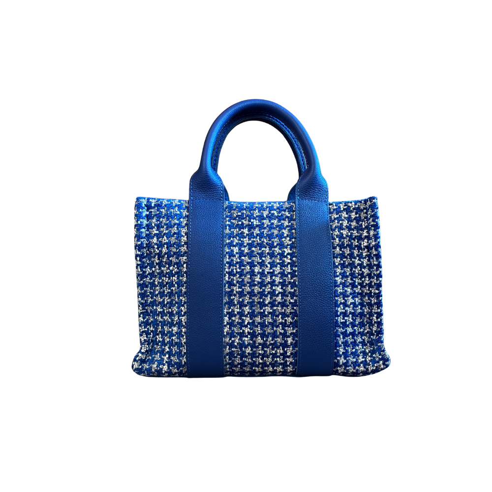 HH BLUE PÖTİKARE FABRİC LEATHER HANDLE TOTEBAG