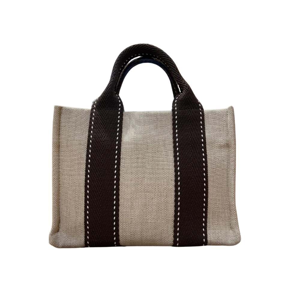 HH FABRİC CREAM/BROWN TOTEBAG