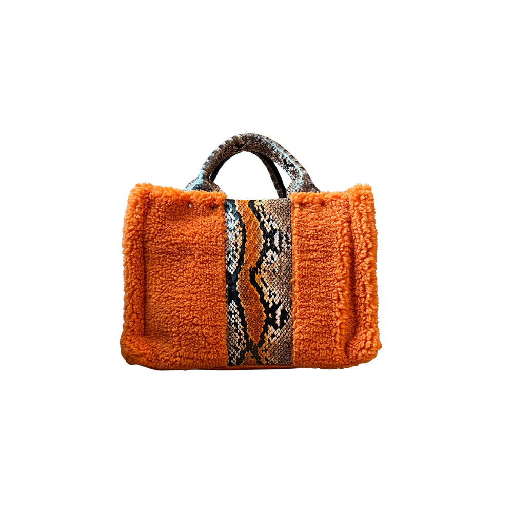 HH ORANGE TEDDY-SNAKE LEATHER TOTEBAG