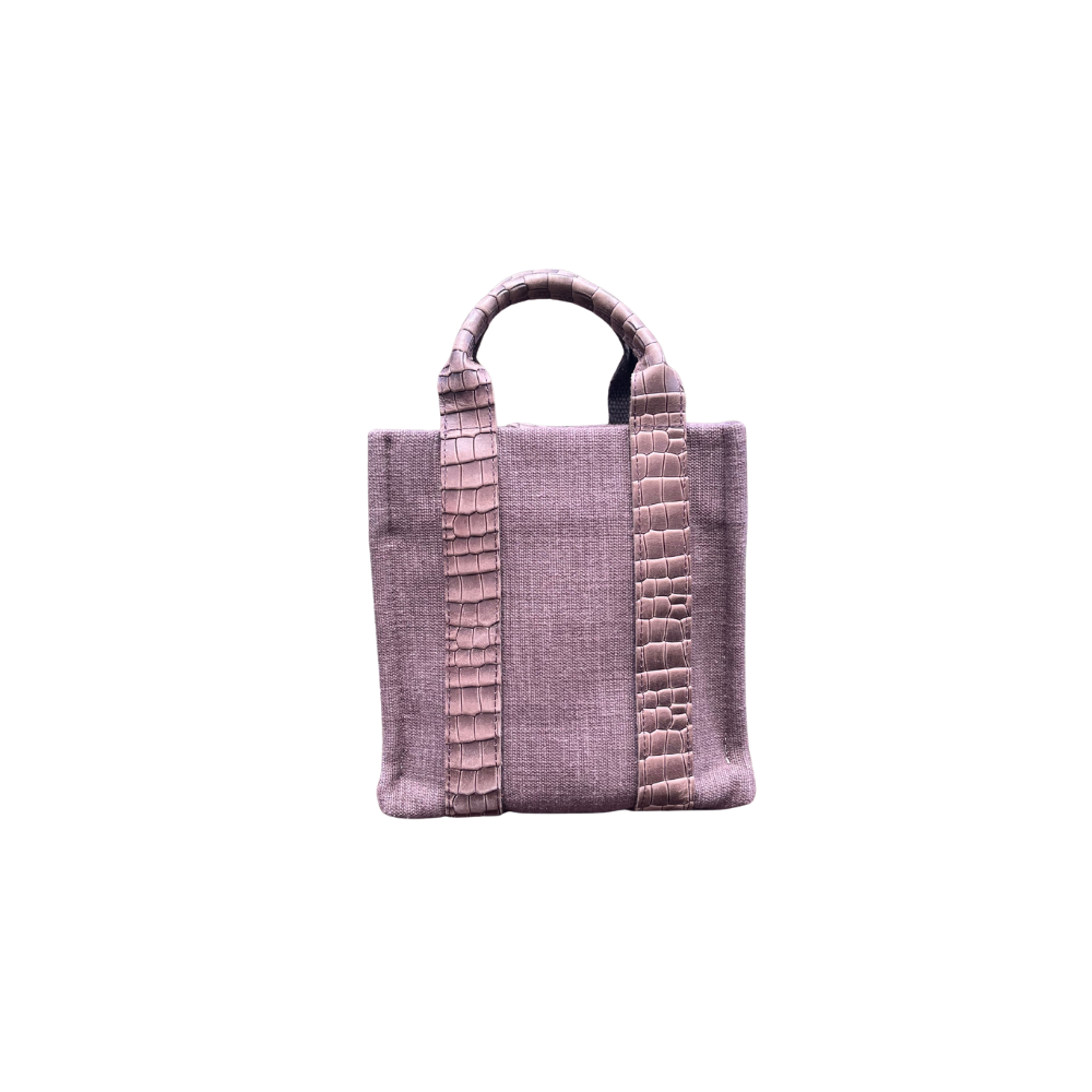 HH FABRİC BROWN LEATHER HANDLE LADYBAG