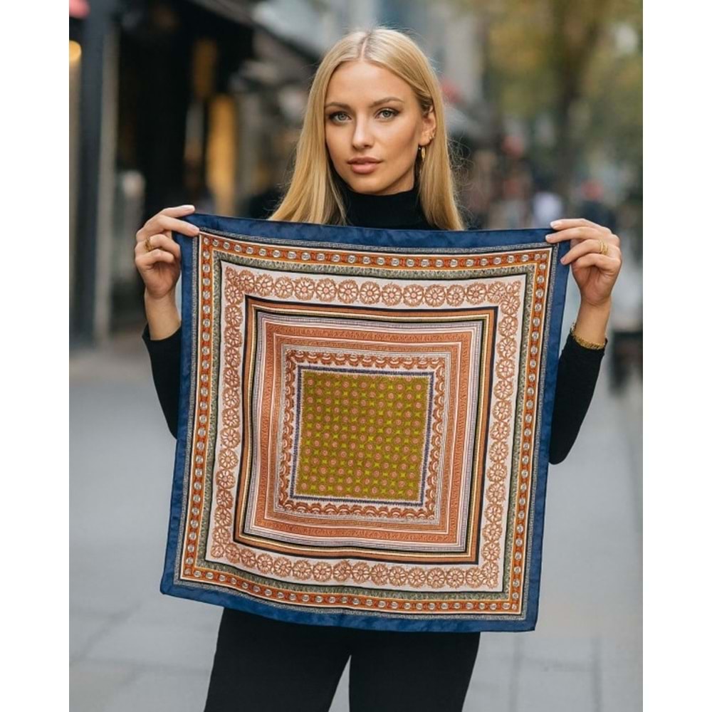 NW ETNİK DESENLİ MAVİ 14850 ÇİFT BASKI