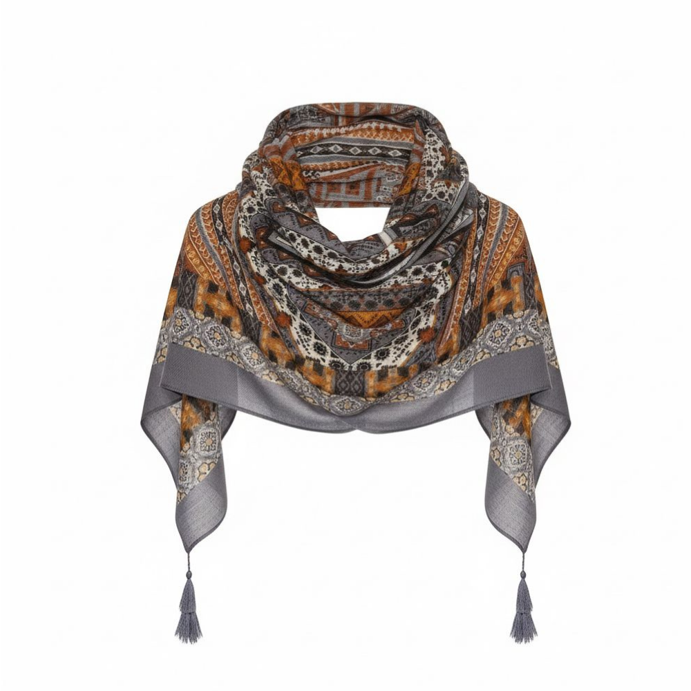 NW DESENLİ PÜSKÜLLÜ ŞAL 15239 - NW - ŞAL - ANTRASİT - STD