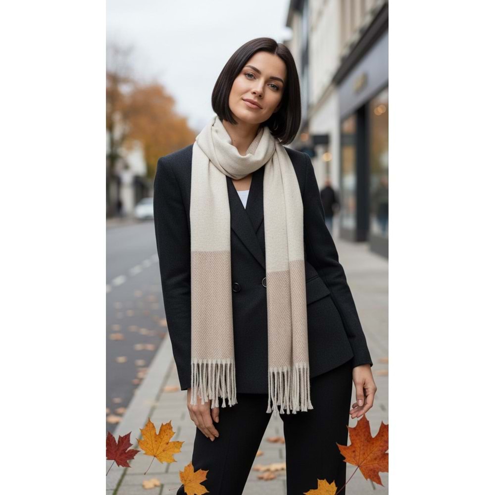NW Kalın Dokuma İskoç Şalı - NW - ŞAL - A.KAHVE-EKRU - STD
