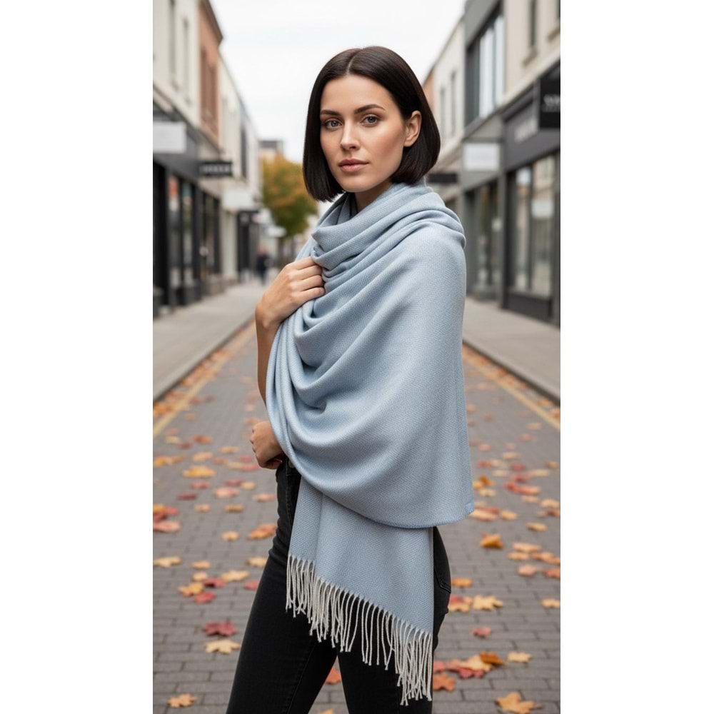 NW Kalın Dokuma İskoç Şalı - NW - ŞAL - BEBE MAVİ - STD