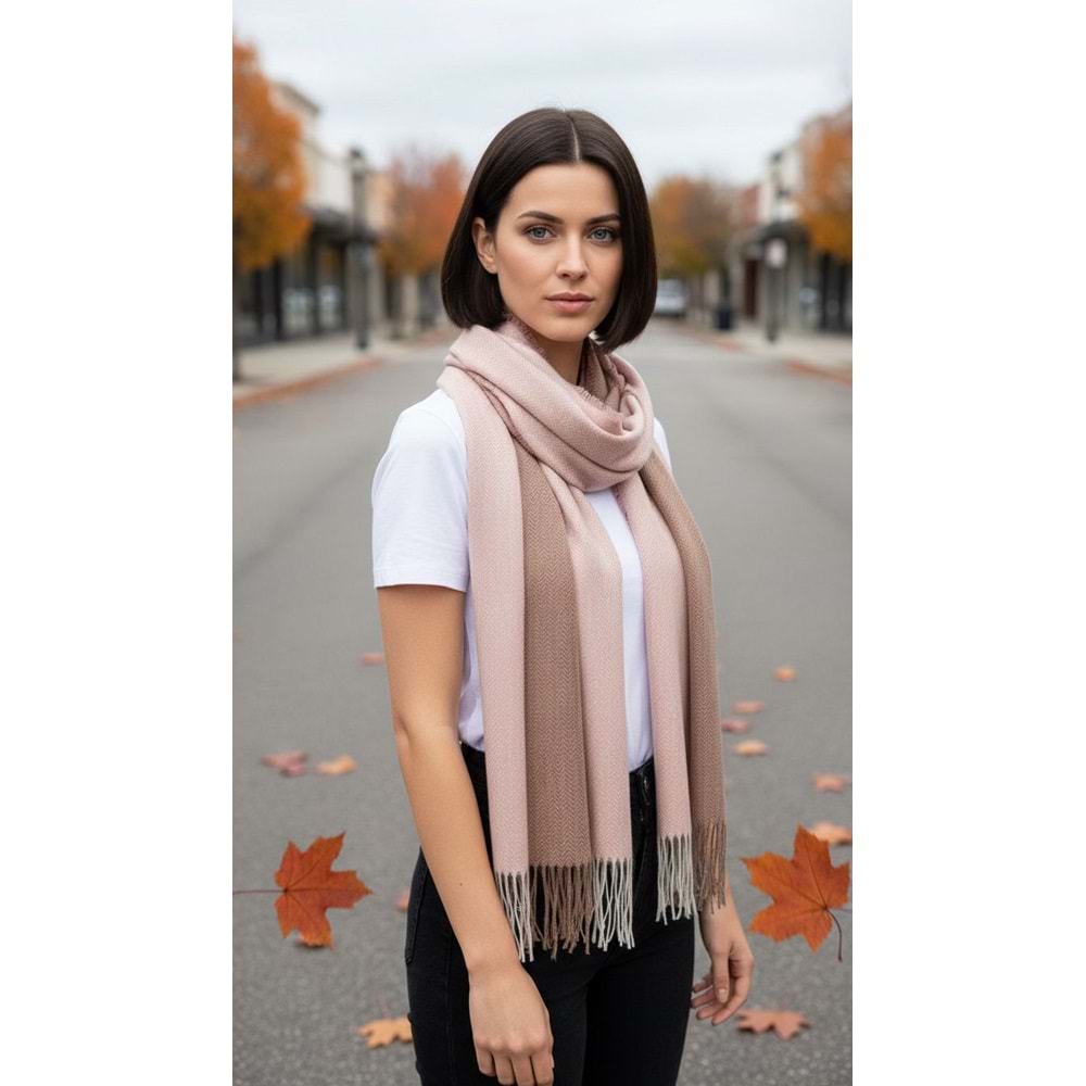 NW Kalın Dokuma İskoç Şalı - NW - ŞAL - PEMBE-KAHVE - STD
