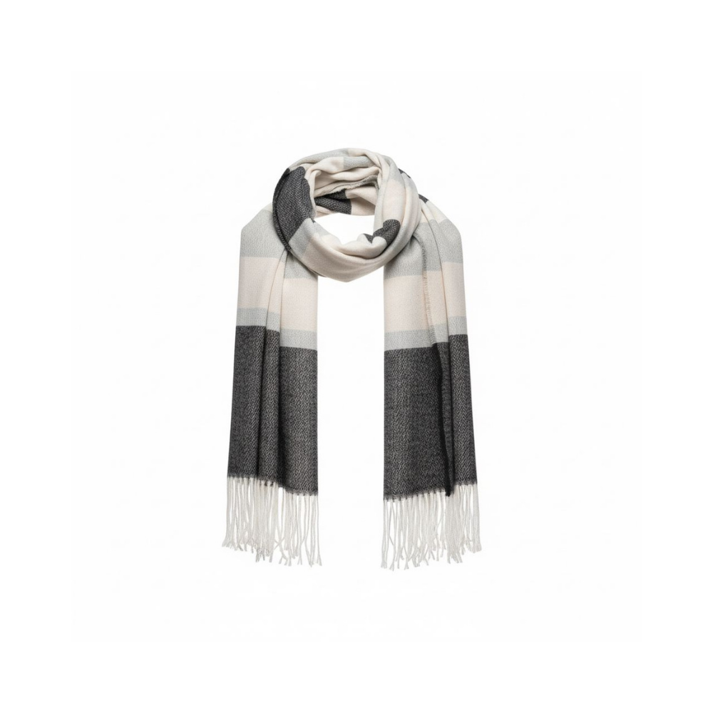 NW Kalın Dokuma İskoç Şalı - NW - ŞAL - SİYAH-EKRU - STD
