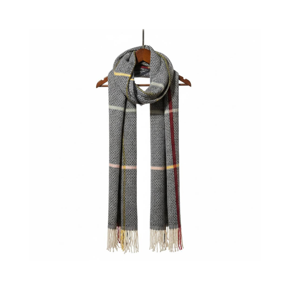 NW Kalın Dokuma İskoç Şalı - NW - ŞAL - SİYAH-MULTİ ÇİZGİLİ - STD