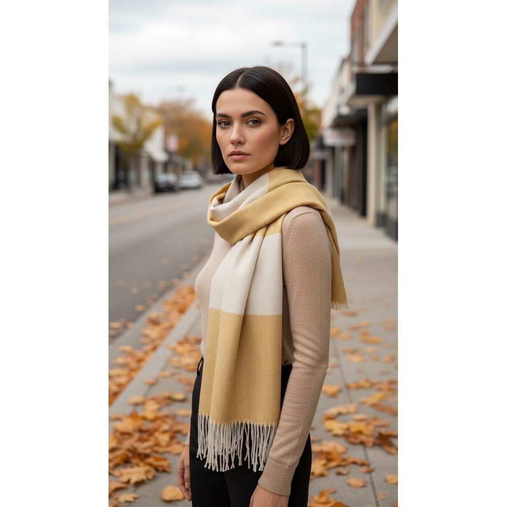 NW Kalın Dokuma İskoç Şalı - NW - ŞAL - SARI - STD