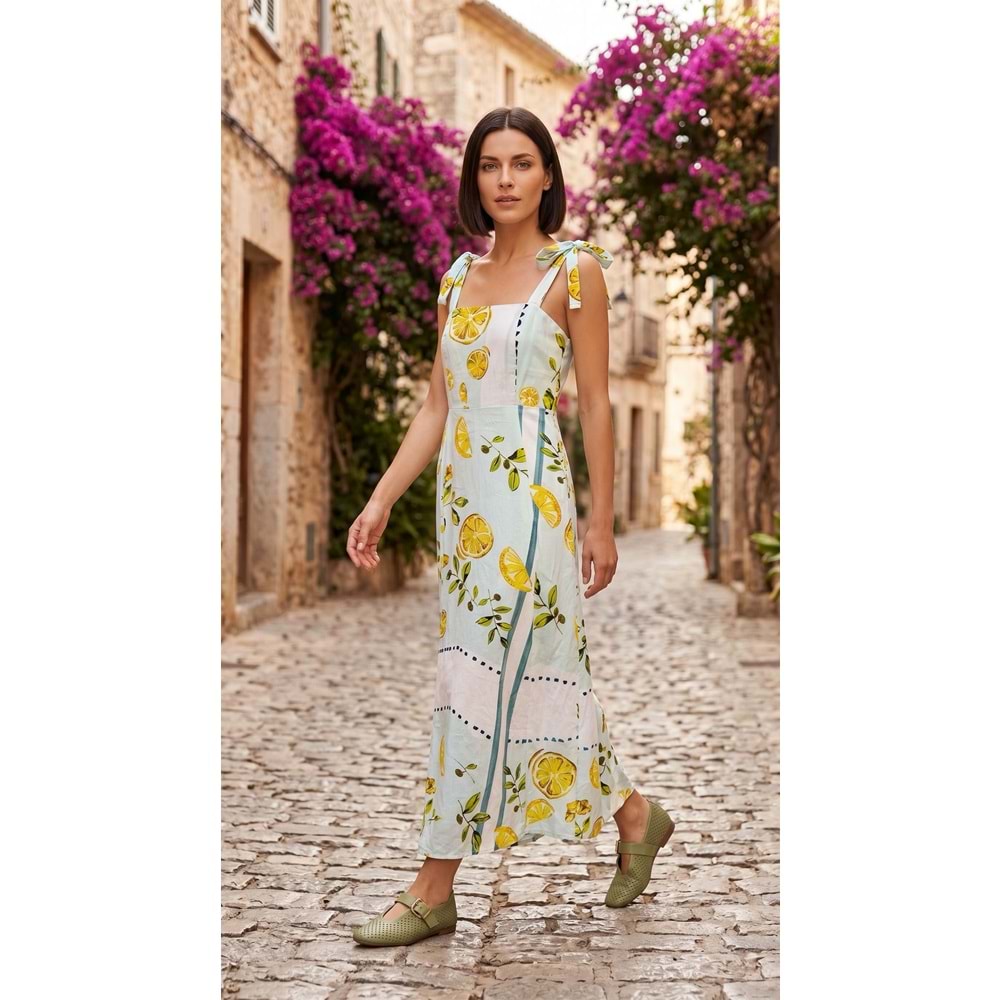 ALL ELBİSE 1598 - ALW - Elbise - LİMON DESENLİ - L - 25SS-ALL-ELB-1598-22140