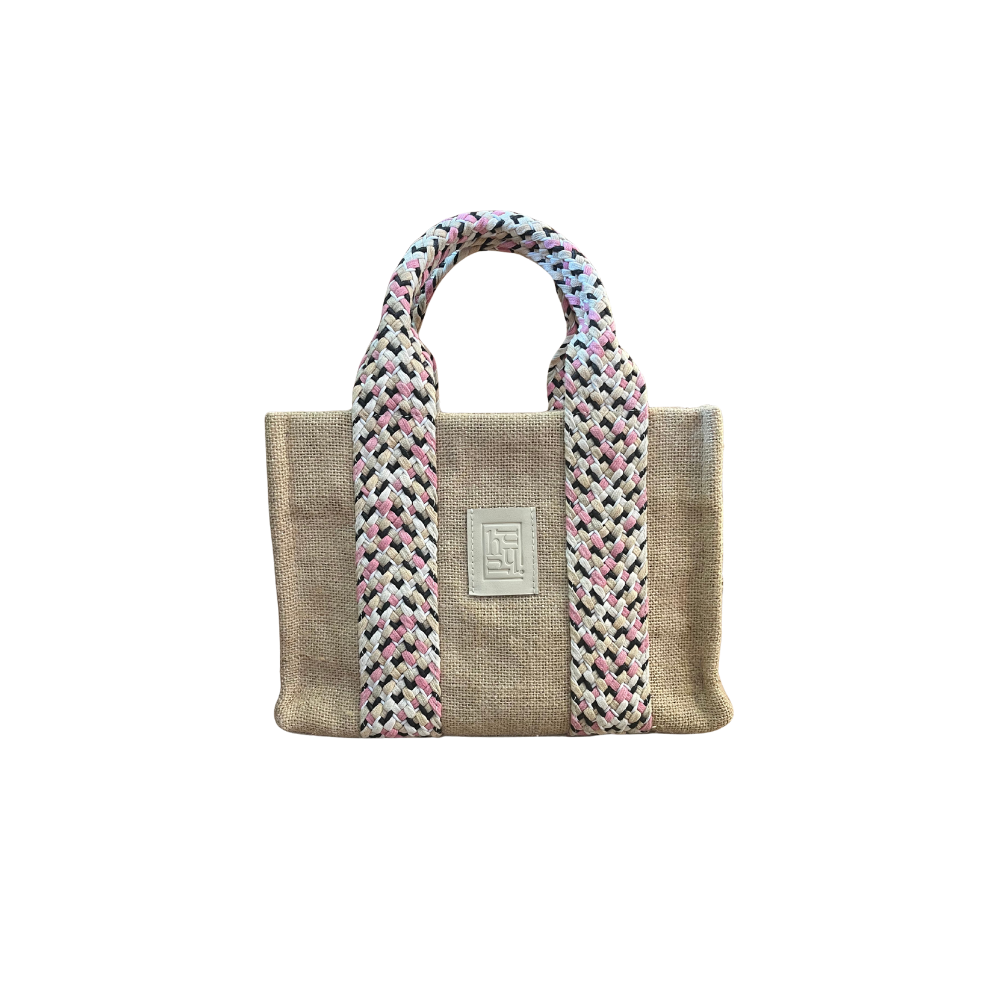 HH MİXED KNİTTE HANDLE LİNEN BEİGE TOTEBAG