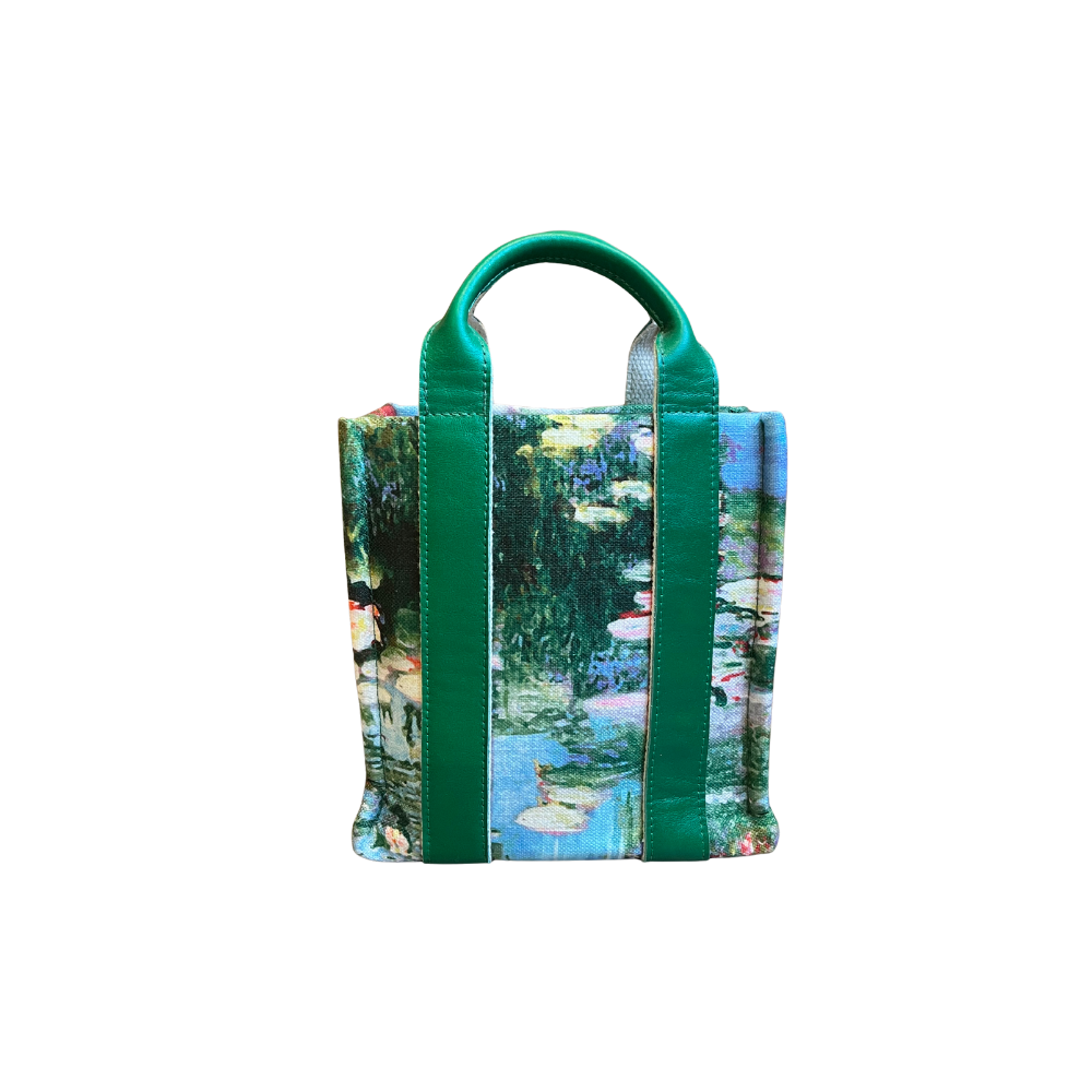 HH Table Fabric Green Leather Handle Ladybag