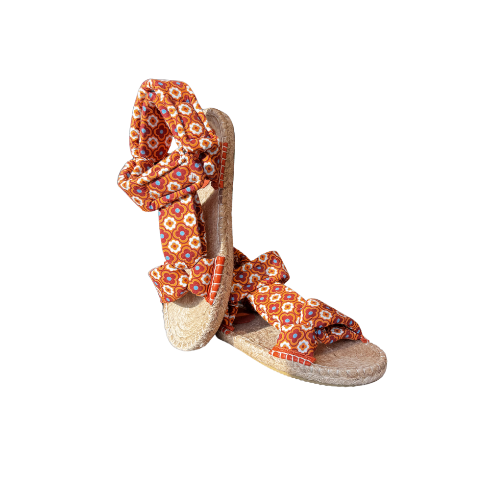 SE 2596 - SE - Düz Espadril Sandalet - TURUNCU DESENLİ - 36 - 25SS-SE-SND-2596-21817