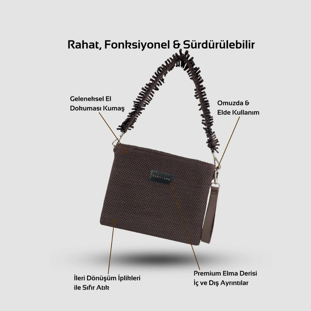 BC THE CLUTCH BAG - BABYCORD - THE CLUTCH BAG - BROWNİE - STD