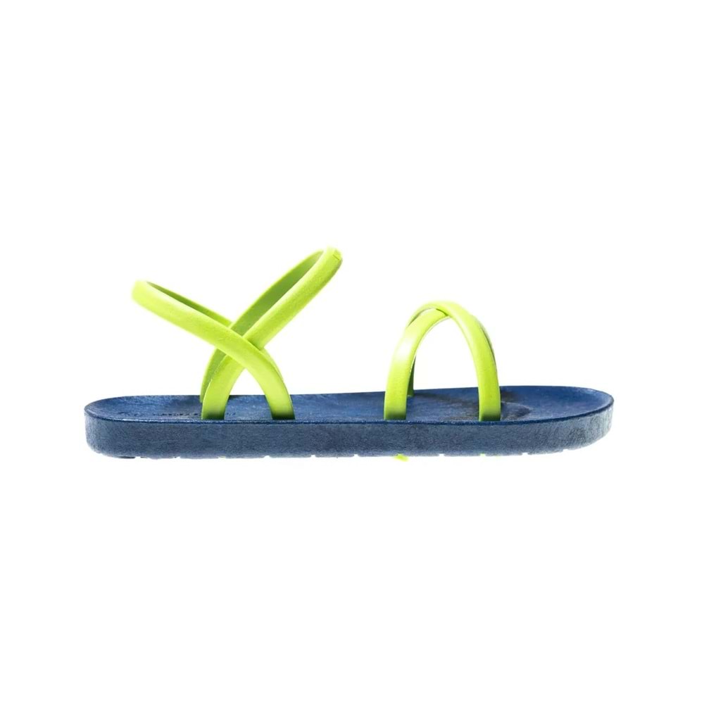 MC CROSS SLİM - MOO CHUU - PVC DÜZ PARMAK ARASI SANDALET - MAVİ-LİME - 40 - 26SS-MC-PVC-SND-CROSS-25498