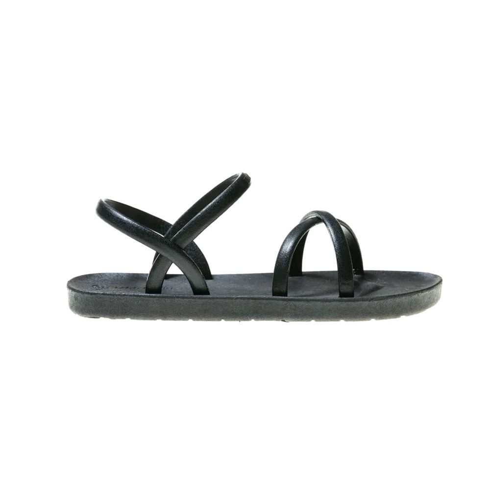 MC CROSS SLİM - MOO CHUU - PVC DÜZ PARMAK ARASI SANDALET - SİYAH-SİYAH - 40 - 26SS-MC-PVC-SND-CROSS-25508
