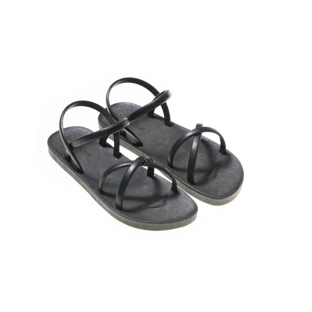 MC CROSS SLİM - MOO CHUU - PVC DÜZ PARMAK ARASI SANDALET - SİYAH-SİYAH - 40 - 26SS-MC-PVC-SND-CROSS-25508