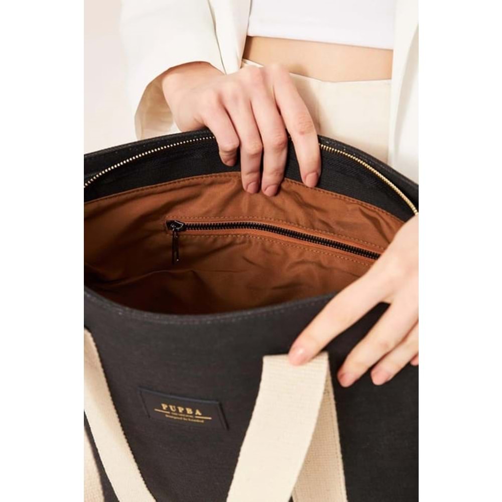 PBO YAGA MEDİUM CANVAS - PUPBA OFFİCİAL - PO YAYA TOTEBAG - SİYAH - STD - 26SS-PO-CNT-YGA-MDM-CNS-26914