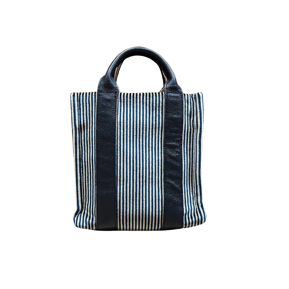 Velvet Fabric Navy Blue Stripe Ladybag