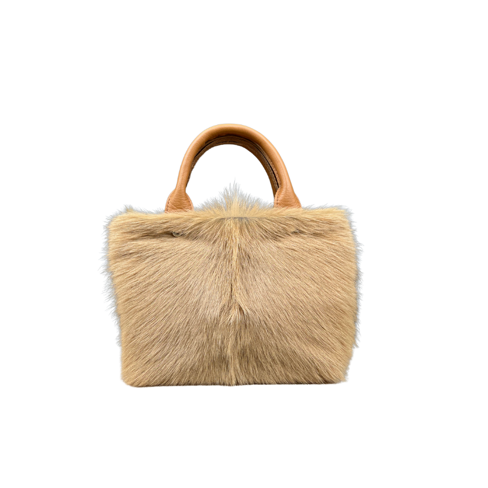 Kid Skin Camel Hair Gusset Mini Ladybag