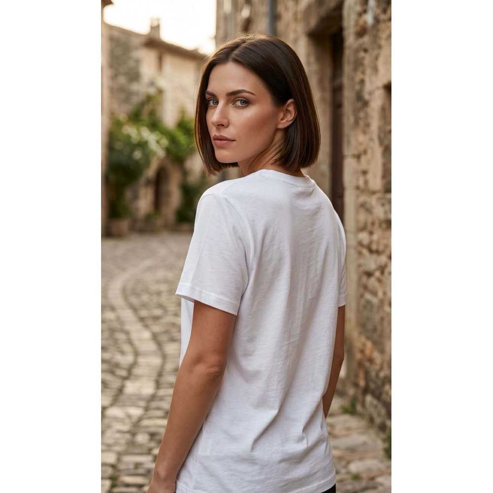 HBS T-Shirt 096 - Heaven By Sisters - T-Shirt - Beyaz-Turuncu Mavi - M - 34SS095-ELB-2023-Beyaz-Turun-M
