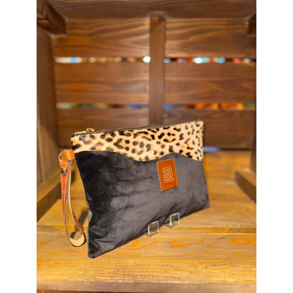 Black Leopard Clutch