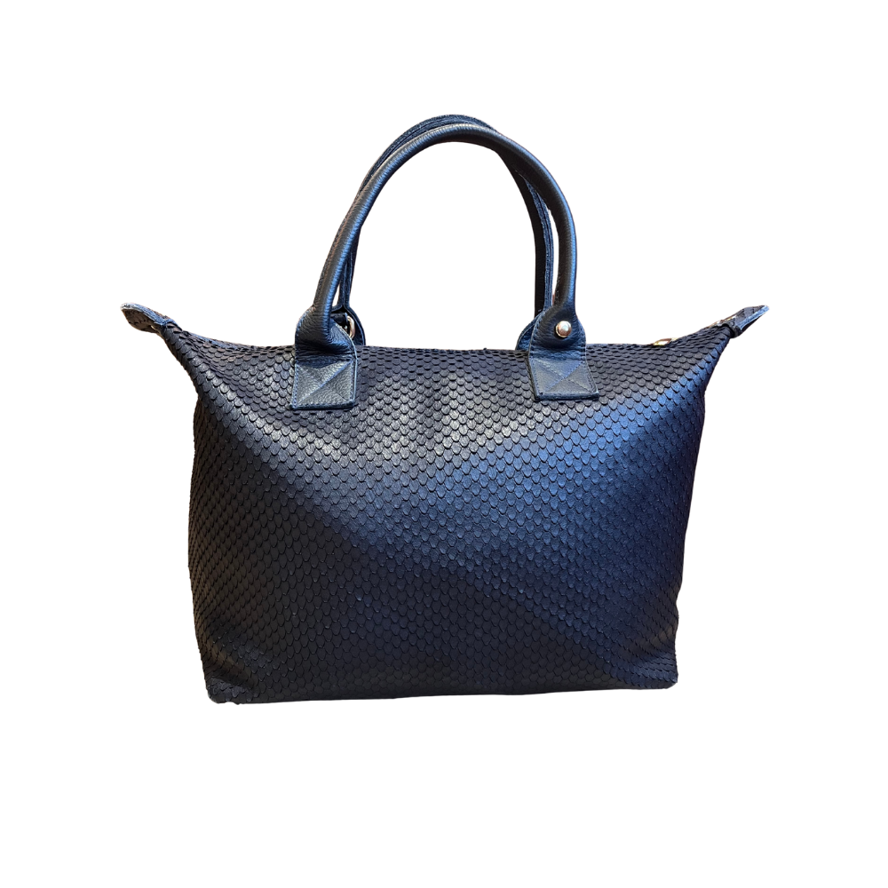 Dark Blue Leather Medium Fold