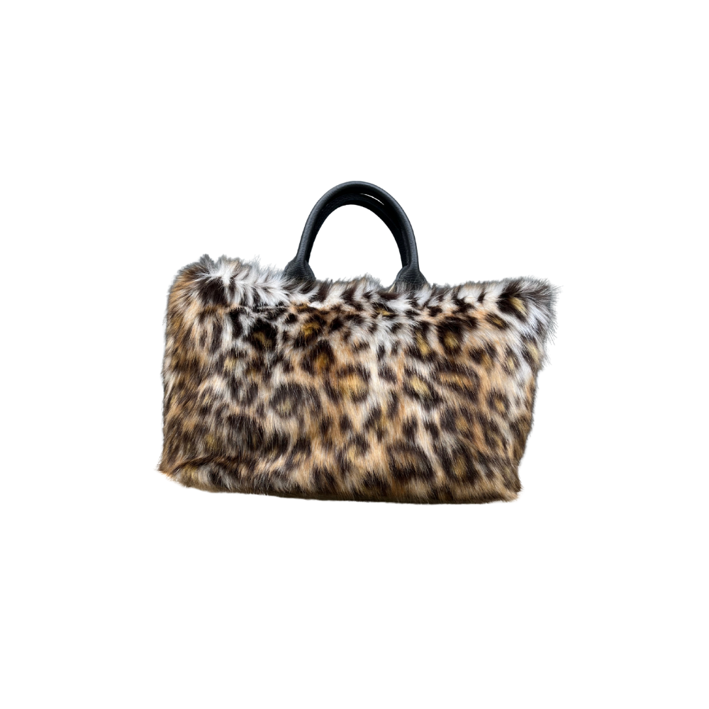 Leopard Black Plush Totebag