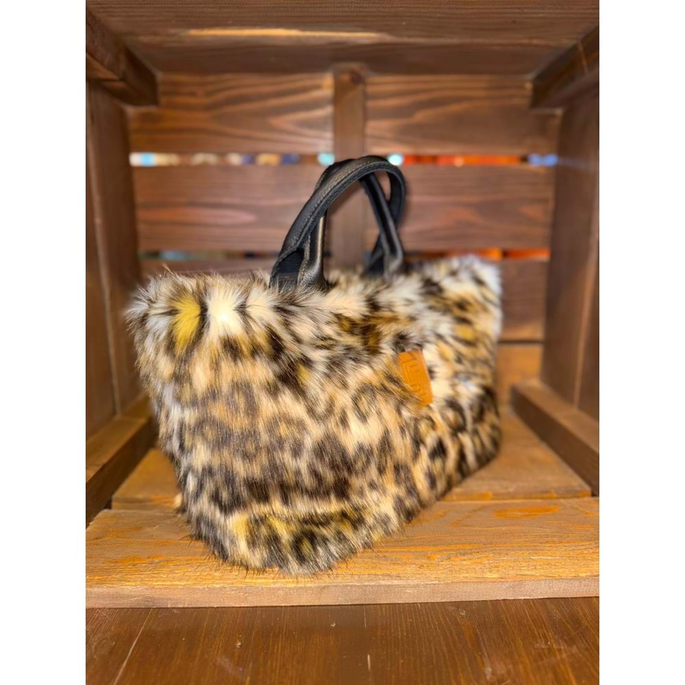 Leopard Black Plush Totebag