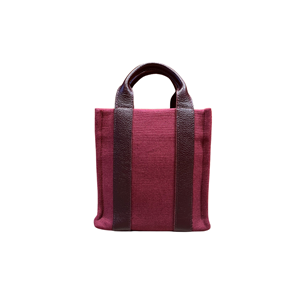 HH FABRİC BURGUNDY LEATHER HANDLE LADYBAG