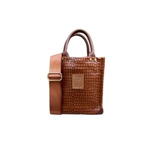 HH BROWN CROCO LEATHER LADYBAG