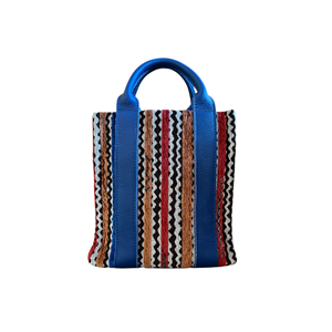 HH FABRİC ETHNİC BLUE LEATHER HANDLE LADYBAG