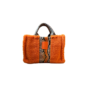 HH ORANGE TEDDY-SNAKE LEATHER TOTEBAG