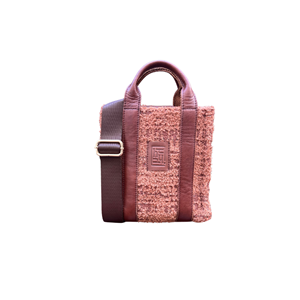 HH TEDDY FABRİC BROWN LEATHER HANDLE LADYBAG