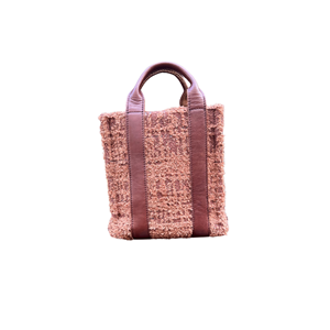 HH TEDDY FABRİC BROWN LEATHER HANDLE LADYBAG