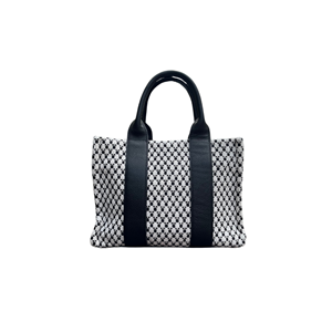 HH FABRİC BLACK&WHİTE LEATHER HANDLE TOTEBAG
