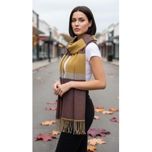 NW Kalın Dokuma İskoç Şalı - NW - ŞAL - BORDO-SARI - STD