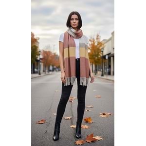 NW Kalın Dokuma İskoç Şalı - NW - ŞAL - HARDAL-KAHVE - STD