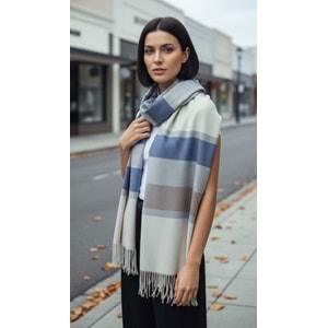 NW Kalın Dokuma İskoç Şalı - NW - ŞAL - MAVİ-BEJ - STD