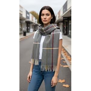 NW Kalın Dokuma İskoç Şalı - NW - ŞAL - SİYAH-MULTİ ÇİZGİLİ - STD