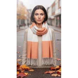 NW Kalın Dokuma İskoç Şalı - NW - ŞAL - TURUNCU-BEYAZ - STD