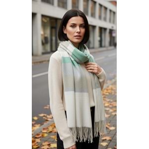 NW Kalın Dokuma İskoç Şalı - NW - ŞAL - YEŞİL-GRİ - STD