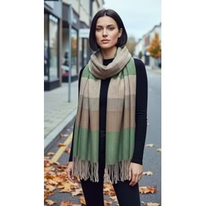 NW Kalın Dokuma İskoç Şalı - NW - ŞAL - YEŞİL-KAHVE - STD
