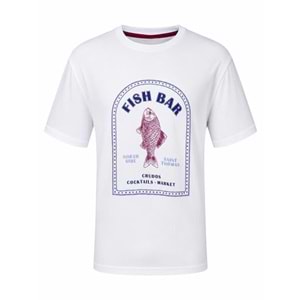 QZ T-SHİRT 00595 - QZ - T-SHİRT - BALIKLI BEYAZ - M - 25SS-QZ-TSHRT-00595-22678