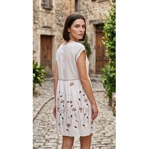 RB ELBİSE 37349 - Robin - Elbise - EKRU-NAKIŞLI - M - 25SS-RB-ELB-37349-21184