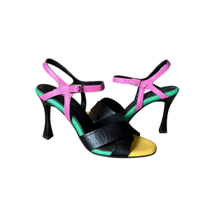 RS 5021 - RS - TOPUKLU SANDALET - SİYAH-FUSYA - 40 - 25SS-RS-T.SND.5021-SİYAH-FU-40