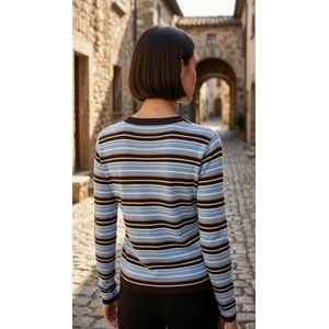 RB TRİKO T95302 - RB - Triko - ACI KAHVE-MAVİ ÇİZGİ - STD - 26AW-RB-TRK-95302-27174
