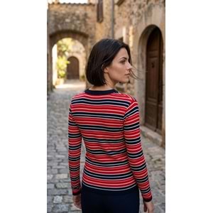 RB TRİKO T95302 - RB - Triko - KIRMIZI-LACİ ÇİZGİ - STD - 26AW-RB-TRK-95302-27175