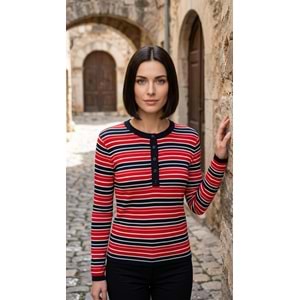 RB TRİKO T95302 - RB - Triko - KIRMIZI-LACİ ÇİZGİ - STD - 26AW-RB-TRK-95302-27175