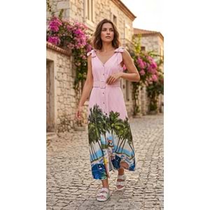 ASP ELBİSE 004-7401 - ASP - ELBİSE - PEMBE ÇİZGİLİ - M - 26SS-ASP-ELB-7401-25857