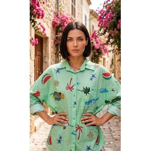 CR GÖMLEK 13-0028 - CR - GÖMLEK - YEŞİL DENİZ - STD